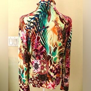 Alberto MAKALI Colorful Floral Patterned Embellished Sweater